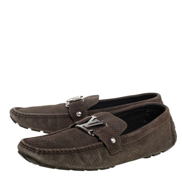 Louis Vuitton Olive Green Suede Monte Carlo Slip On Loafers Size 45 - Picture 4 of 4